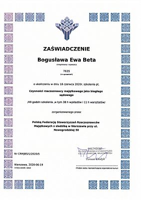 Czynności rzeczoznawcy majątkowego jako biegłego sądowego.