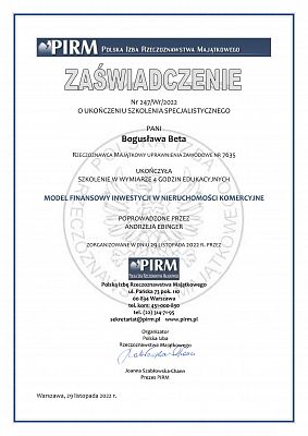 Model finansowy inwestycji w nieruchomości komercyjne