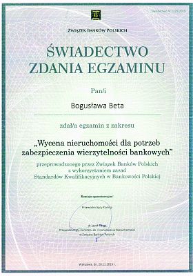 Wycena nieruchomości dla potrzeb zabezpieczenia wierzytelności bankowych.